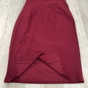 Miusol Burgundy Ruched Zip Back Sleeveless Midi Fitted Dress Small thumbnail 7