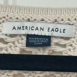 American Eagle Outfitters Cream V-Neck‎ Open knit Crotchet Sweater size XS thumbnail 5