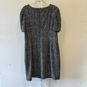 Apt 9 Abstract Herringbone Puff Sleeve Sheath Midi Dress Zipper XL Black White thumbnail 2