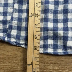 Old Navy Fit Flare Dress Women S Blue Gingham Linen Blend Tie Front Mini Coastal thumbnail 10