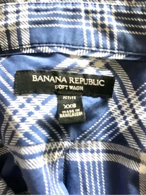 Banana Republic ‘Soft Wash’ Blue & White Plaid Button Up Blouse Sz XXS thumbnail 5