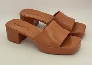 Steve Madden Harlin Square Toe Block Heel Platform Slide On Mule Sandals Size 8M thumbnail 1