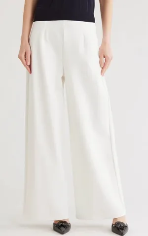 French Connection Cream Wide-Leg Women's Pants thumbnail 1
