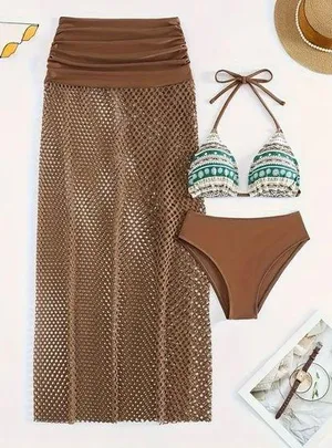 Adidas NWT Tribal Print 3 Piece Set Bikini, SIZE M thumbnail 1