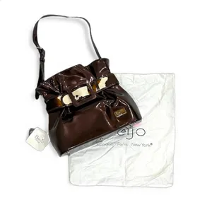 Beijo Copper Brown Faux Leather Bag with Cow Hair Belt Detail NWT thumbnail 13