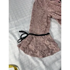 Onyx Apparel Women’s Lace Blouse L Pink/Black Pearl V-Neck Bell Sleeve 20195CM thumbnail 10