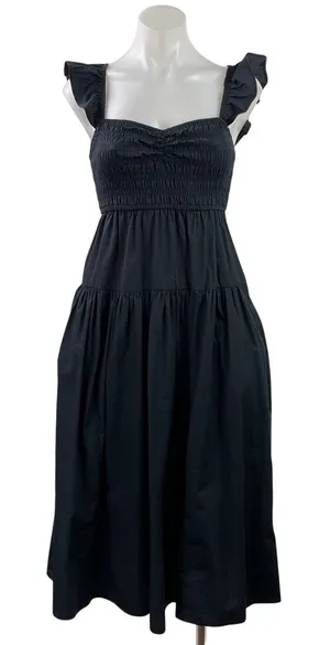 Abercrombie & Fitch Black Ruffle Sweetheart Tiered A Line Midi Dress Size XXSP thumbnail 1