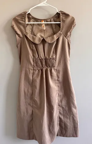 Maeve‎ Peter Pan Collar Taupe Shift Dress Size 4 Anthropologie thumbnail 1