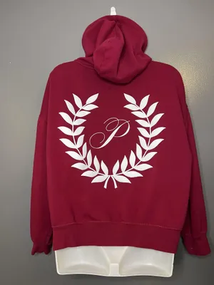 PINK Victoria's Secret Hoodie Womens Medium Red Full Zip Fleece Logo Sweatshirt thumbnail 6