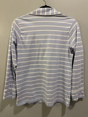 J. Crew Striped Button-Down Long Sleeve Pajama Top and Pants Set Blue and White thumbnail 3