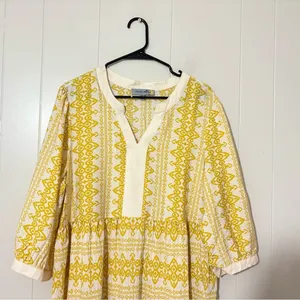 Anthropologie Figueroa Floral Boho Woven Dress Yellow 3/4 Sleeve NWT Size XL thumbnail 3