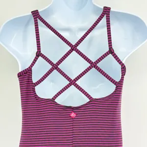 prAna Rebecca Athletic Dress Women XS‎ Purple Gray Striped Lattice Shelf Bra thumbnail 7