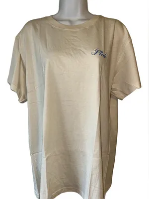Victoria’s Secret PINK “So Chilly” Beige Logo Tee NWT thumbnail 1