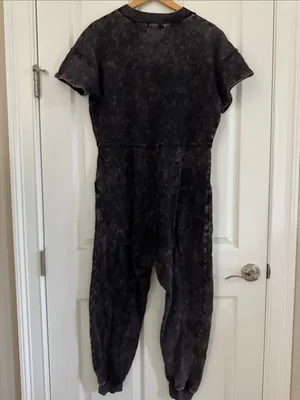 Zenana Black Mineral Wash V-Neck Jumpsuit thumbnail 2