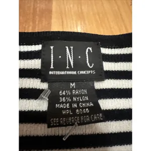 INC (Int’l Concept) Striped Cardigan W Stretch 3/4 Sleeve Back & White Womens M thumbnail 3