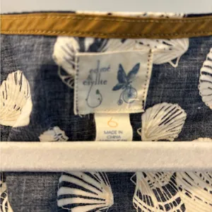 Edme & Esyltte Anthropologie Shell Print Blue White Seashell Tank Top Size 6 thumbnail 2