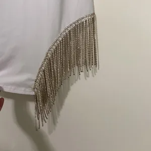 SHEIN White Spaghetti Strap Mini Dress with Fringe Chain Detail thumbnail 2