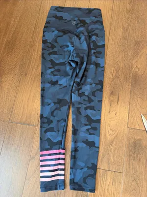 Addison Bay Blue Camo Leggings with Pink Stripe Ankle Size Medium - C11-670 thumbnail 7