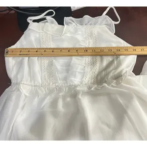 Prómesa New Chiffon Maxi White‎ Ruffle Bodice Adjustable Straps Dress Medium thumbnail 8