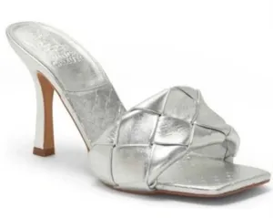 Vince Camuto Brelanie Silver Leather woven Braided Strap Mule Sandal NEW, Size 8 thumbnail 1