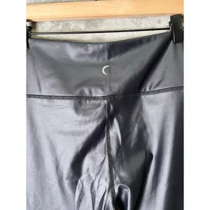 Zyia Active Light n‎ Tight Hi Rise 7/8 Leggings Black Reflective Metallic 12 New thumbnail 4