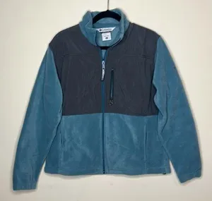 Columbia Fleece Sweater Jacket Coat Full Zip Blue Pockets Womens Size Large thumbnail 1