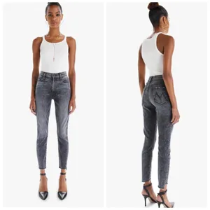 MOTHER The Zip Stunner Two Step Fray Jeans Womens 27 Grey Edgy Skinny High Rise thumbnail 2