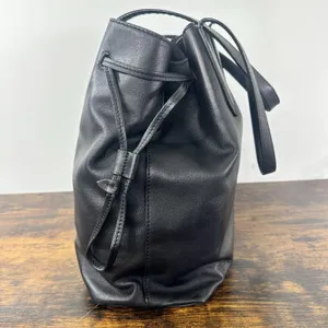 Jimmy Choo Bucket Drawstring Bag Womens Small Black Leather Shoulder Purse Italy thumbnail 10