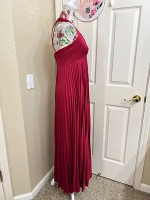 Vintage red halter maxi dress size 7/8 thumbnail 2