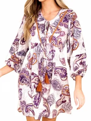 Band of the Free Paisley Long Sleeve Mini Dress thumbnail 1