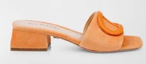 DEE OCLEPPO Dizzy Leather Buckle Mule Sandals In Orange thumbnail 1