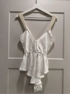 Victoria’s Secret Vintage Gold Label Floral Satin Teddy with Pearl Accents thumbnail 6