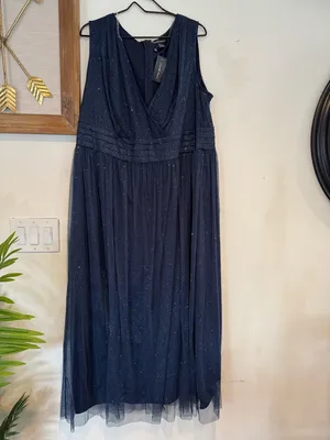 Plus-Size Navy Sparkle V-Neck Maxi Dress thumbnail 2