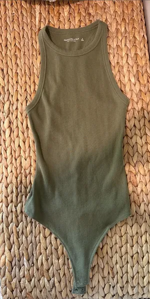 Abercrombie & Fitch Olive Green Ribbed Tank Bodysuit thumbnail 1