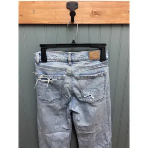 American Eagle Stovepipe Distressed Straight Leg Jeans Light Wash Blue 00 Short thumbnail 7