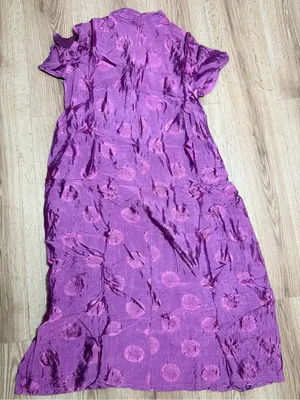 Vintage Cheongsam Qipao Maxi Dress Purple Floral Medallion Frog Button M thumbnail 2