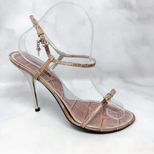 Cesare Paciotti Vintage Y2K Dagger Bow Croc Open Toe Stiletto Sandal Heels 40 thumbnail 2