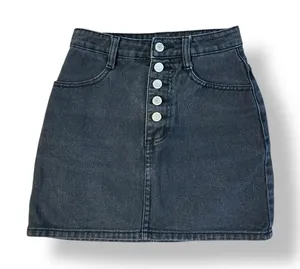 Brandy Melville Denim Button Fly Mini Skirt Womens Size‎ XS Black Streetwear thumbnail 1