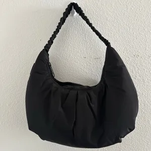Dagne Dover Rider Puffy Nylon Crescent Pleated Shoulder Bag Black thumbnail 4