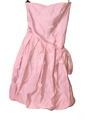 Zara Strapless Tie Waist Bow Bubble Mini‎ Dress Light Pink Size Medium thumbnail 1