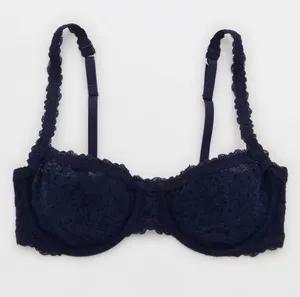 Aerie Show Off Vintage Lace Unlined Balconette Bra Navy thumbnail 1