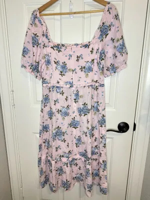 Gal Meets Glam Baby Pink Blue Forever Floral Smocked Dress thumbnail 4
