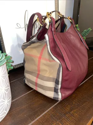 Burberry Canterbury House Check Canvas Leather Tote Shoulder Bag thumbnail 2