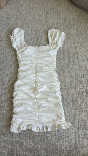 Hello Molly White Ruched Mini Dress thumbnail 2