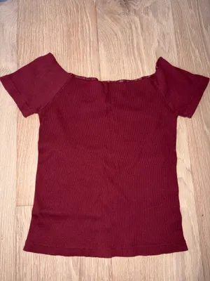 brand new brandy melville burgundy off the shoulder top thumbnail 2