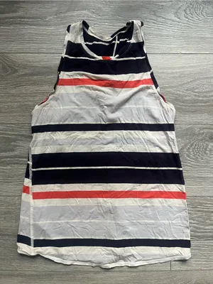 Lululemon Orange Blue Gray Striped Open Back Active Workout Tank Yoga Pilates thumbnail 1