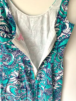 Lilly Pulitzer Eaton Mini Shift Dress Montauk Seafoam Paisley Gold Tassel Hem thumbnail 10