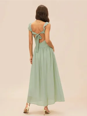 Rihoas Sage Green Ruffle Strap Maxi Dress thumbnail 6