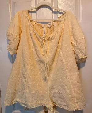 Butter Yellow Peach Love Eyelet Romper thumbnail 1