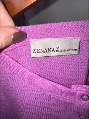 Zenana Long Sleeve Waffle Henley with Thumb Holes, Bright Mauve, Size Medium thumbnail 4